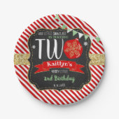 Assiettes En Carton Petit Snowflake Turning 2 ! Noël 2 Anniversaire (Devant)