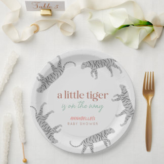 Assiettes En Carton Petit Tiger Baby shower gris moderne