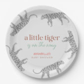 Assiettes En Carton Petit Tiger Baby shower gris moderne (Devant)