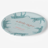 Assiettes En Carton Petit Tiger moderne Baby shower garçon bleu (Angle)