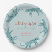 Assiettes En Carton Petit Tiger moderne Baby shower garçon bleu (Devant)