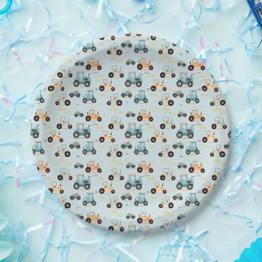 Assiettes En Carton Petit tracteur motif bleu Papier Napkin