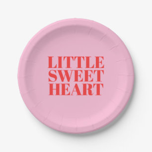 Assiettes En Carton Petite amoureuse rose et rouge fille premier anniv
