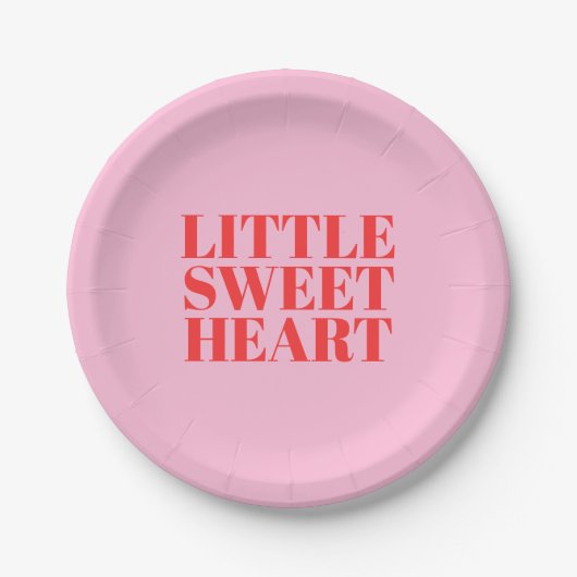 Assiettes En Carton Petite amoureuse rose et rouge fille premier anniv (Devant)