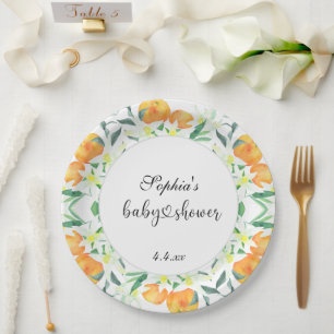 Assiettes En Carton Petite baby shower orange
