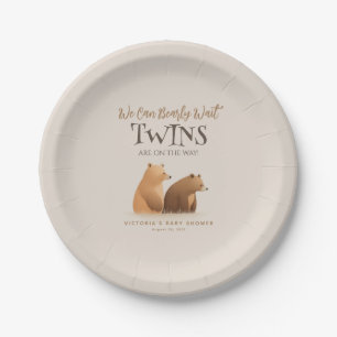 Assiettes En Carton Petite bébé ours Jumeaux Baby shower Brown