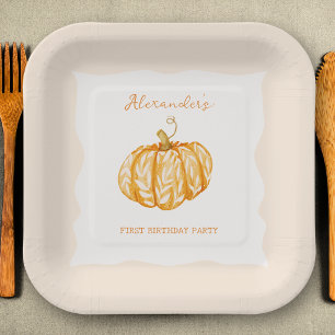 Assiettes En Carton Petite citrouille automne fête d'anniversaire 1 an