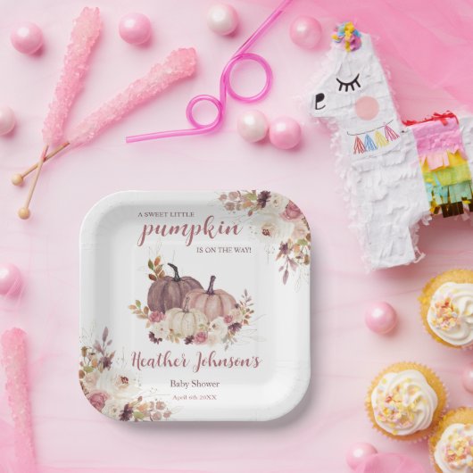 Assiettes En Carton Petite Citrouille douce Invitation Baby shower d'a (Fête)