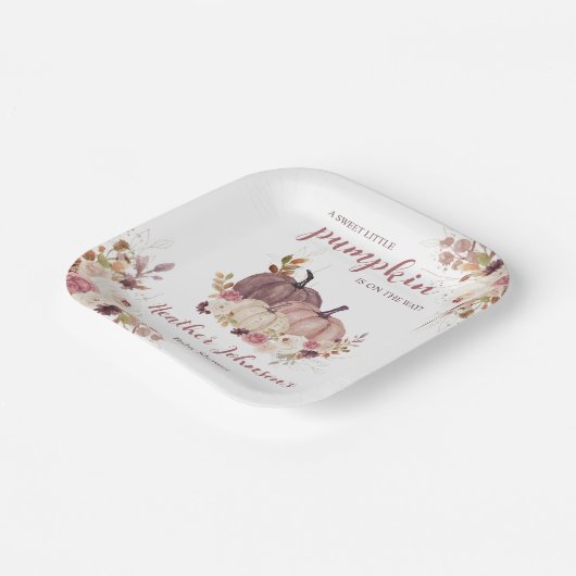 Assiettes En Carton Petite Citrouille douce Invitation Baby shower d'a (Angulaire)