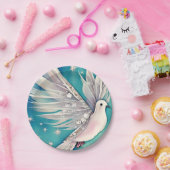 Assiettes En Carton Petite colombe blanche aux ailes éthérées (Fête)