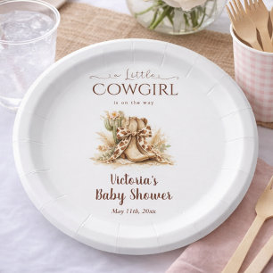 Assiettes En Carton Petite Cowgirl Élégante Fête Prénatale de Bébé de
