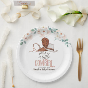 Assiettes En Carton Petite Cowgirl Fleur Western Fille Baby Shower