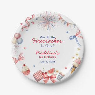 Assiettes En Carton Petite Fée d'Artifice Fille du 14 Juillet 1er Anni