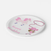 Assiettes En Carton Petite Femme Occidentale Avec Cheval Joyeux Annive (Angle)