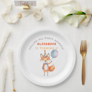 Assiettes En Carton Petite fête d'anniversaire de Renard