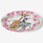 Assiettes En Carton Petite fille amis Safari, girafe, zèbre, tigre (Angle)