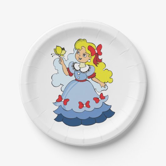 Assiettes En Carton Petite Fille Avec Un Papillon (Devant)