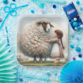 Assiettes En Carton Petite Fille Avec Une Éwe Surdimensionnée (Fête)