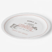 Assiettes En Carton Petite fille Baby shower Western rose fille (Angle)
