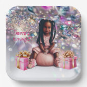 Assiettes En Carton Petite fille Brown Skin Bling Party (Recto)