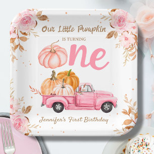 Assiettes En Carton Petite fille Citrouille Pink Truck Automne 1er ann