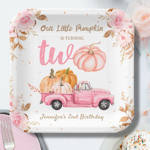 Assiettes En Carton Petite fille Citrouille Pink Truck Automne 2e anni
