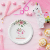 Assiettes En Carton Petite fille Citrouille rose or florale 1er annive (Fête)