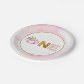 Assiettes En Carton Petite fille Citrouille rose or florale 1er annive (Angle)