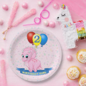 Assiettes En Carton Petite fille d'anniversaire Pink Triceratops Dino (Fête)
