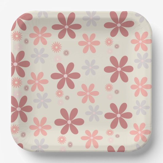 Assiettes En Carton petite fille de fleur mignonne parties scintillant (Recto)