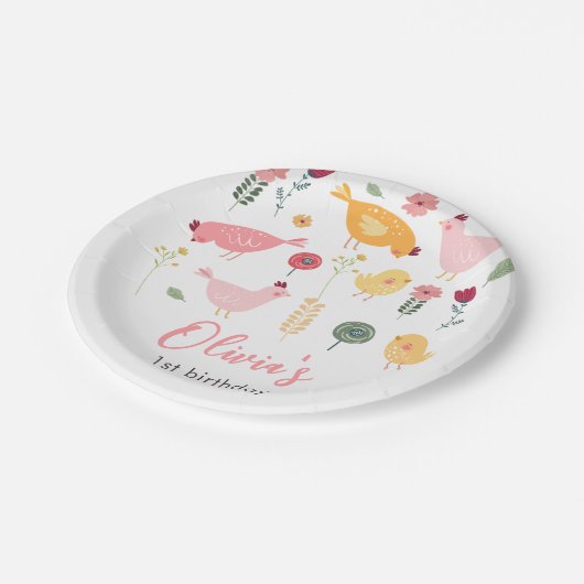 Assiettes En Carton Petite Fille De Poulets Ferme Pâques Poulet Annive (Angle)