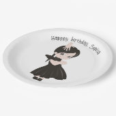 Assiettes En Carton Petite fille en robe noire Plaques en papier (Angle)