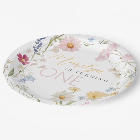 Assiettes En Carton Petite fille Fleur sauvage qui devient un annivers (Angle)