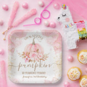 Assiettes En Carton Petite fille florale rose Citrouille automne 3e an (Fête)