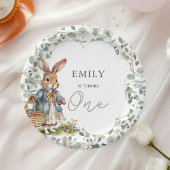 Assiettes En Carton Petite fille Lapin Verdure 1er anniversaire