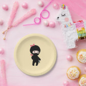 Assiettes En Carton Petite fille Ninja sur jaune (Fête)