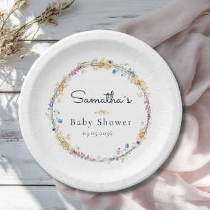 Assiettes En Carton Petite Fleur Sauvage Boho Rêve - Baby Shower