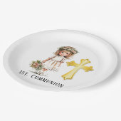 Assiettes En Carton Petite mignonne fille 1ère communion (Angle)