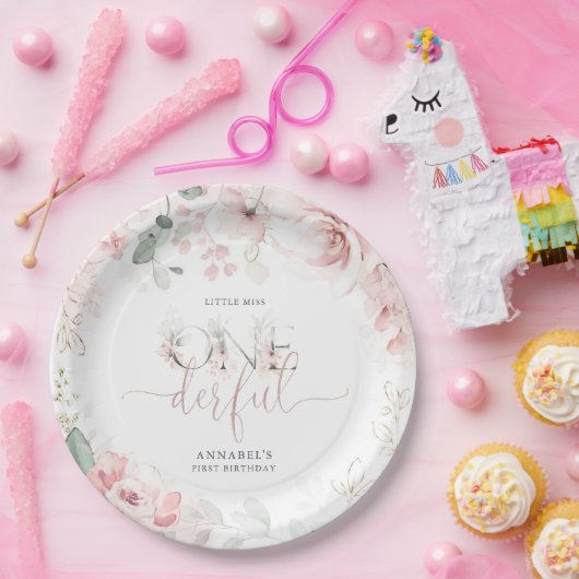 Assiettes En Carton Petite Miss Onederful Plaques en papier (Fête)