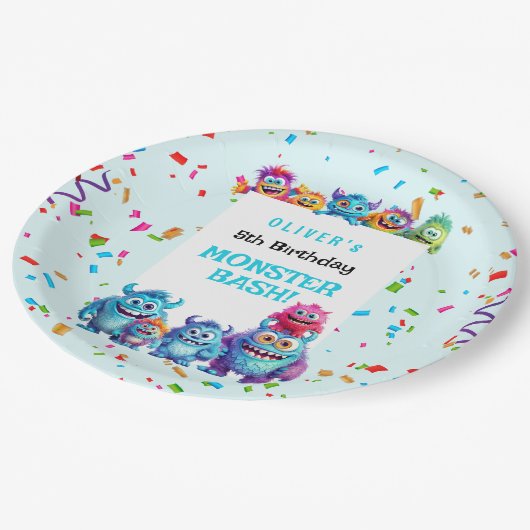 Assiettes En Carton Petite Monster Garçon Anniversaire Plaques de papi (Angle)