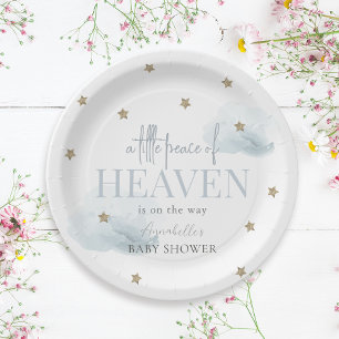 Assiettes En Carton Petite Paix du Ciel Baby shower de garçon bleu