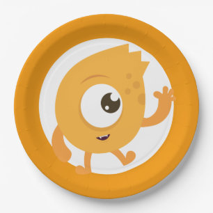 Assiettes En Carton Petite plaque d'anniversaire bleu monstre