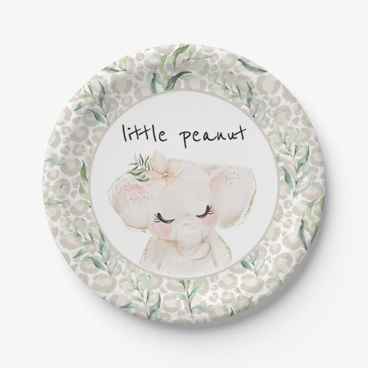 Assiettes En Carton Petite plaque de Baby shower d'éléphant d'arachide (Devant)