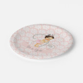 Assiettes En Carton Petite Princesse Bébée Fille Blush rose & Argent (Angle)