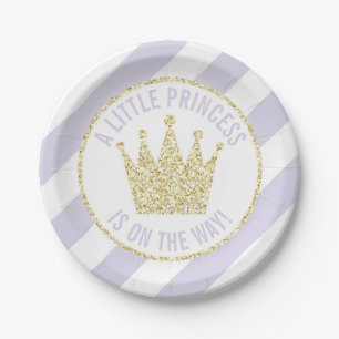 Assiettes En Carton Petite princesse d'or pourpre sur le baby shower