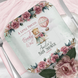 Assiettes En Carton Petite princesse Ours Bearly Wait Girl Baby shower