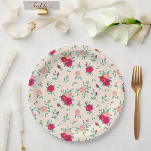 Assiettes En Carton Petite Rose Fille Anniversaire Invitation (Mariage)