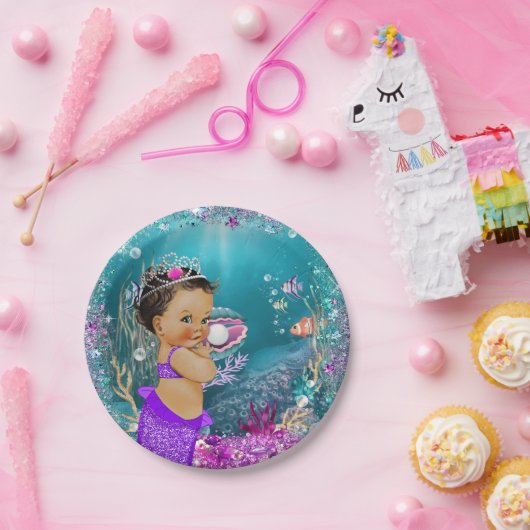 Assiettes En Carton Petite Sirène Ethnique Plaques Papier pour bébé (Fête)