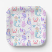 Assiettes En Carton Petite sirène magique sous la mer Anniversaire (Recto)