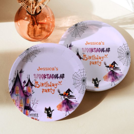 Assiettes En Carton Petite sorcière Spooktacular Anniversaire fête d'H